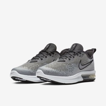 Nike Air Max Sequent 4 - Nagyobb Gyerek Utcai Cipő - Szürke/Sötét Szürke/Fehér/Szürke